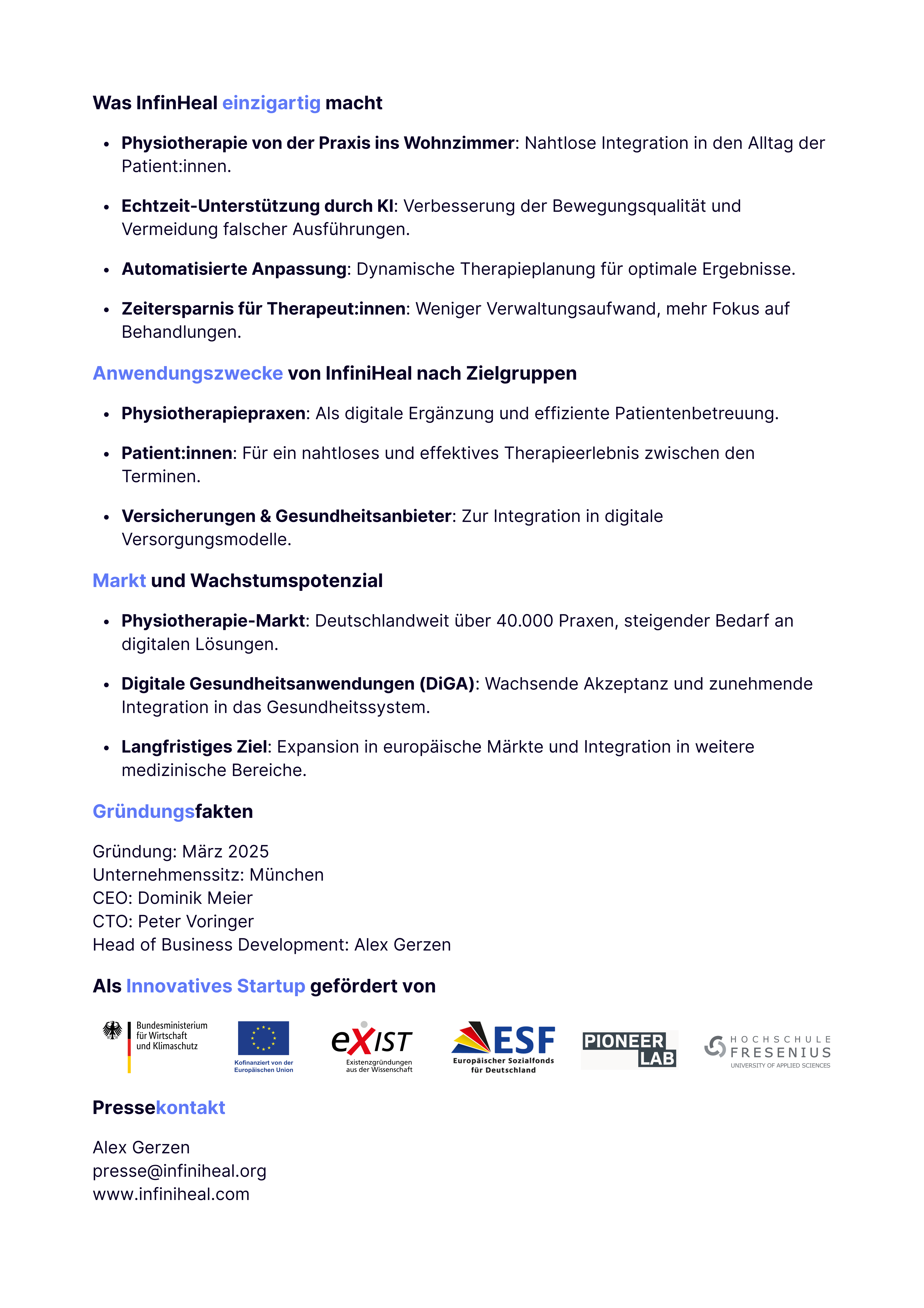 InfiniHeal Fact Sheet Seite 2